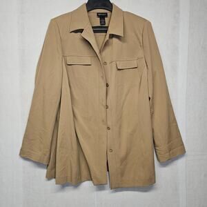 Lane Bryant Khaki Tan Utility Safari Jacket Coat Plus Size 14/16 Stretch
